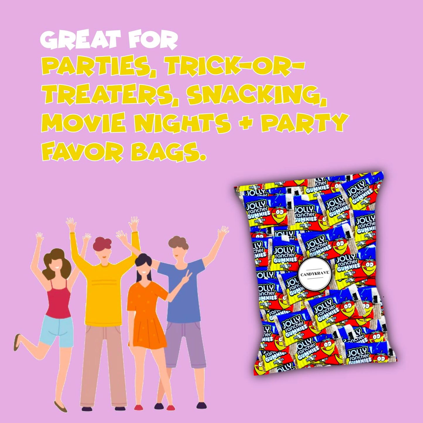 CandyKrave Jolly Ranchers Misfits - 2 Flavors in 1 Gummies - Snack Size Bag Individually Wrapped 2 Flavor Sour Jolly Ranchers Ca