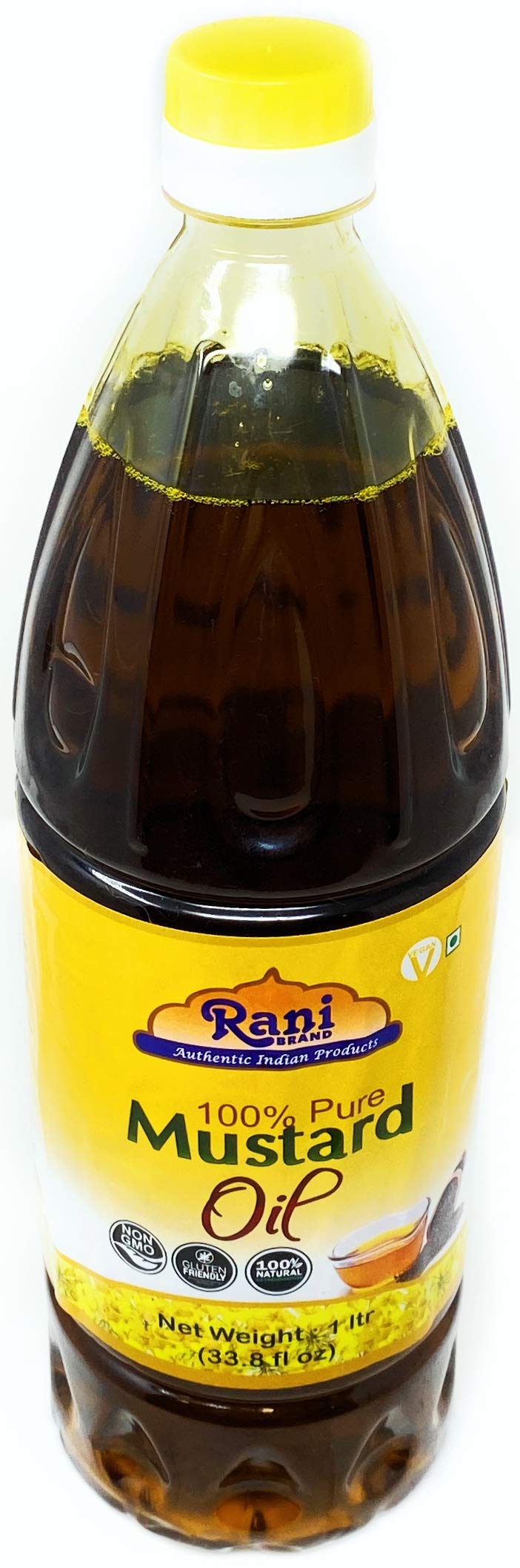 Rani Mustard Oil (Kachi Ghani) 33.8 Ounce (1 Liter) NON-GMO | Gluten Free | Vegan | 100% Natural | Kosher