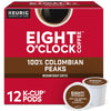 Eight O'Clock Coffee Colombian Peaks, Keurig Single Serve K-Cup Pods, Medium Roast, 12 Count, Pack Of 6