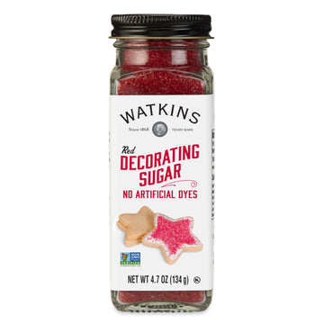 Watkins Red Decorating Sugar Non-gMO Kosher 4.7 Ounce Jar 1-Pack