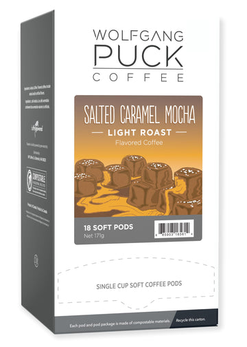 Wolfgang Puck Coffee Soft Pods, Salted Caramel Mocha, 18 Count (Pack Of 6)