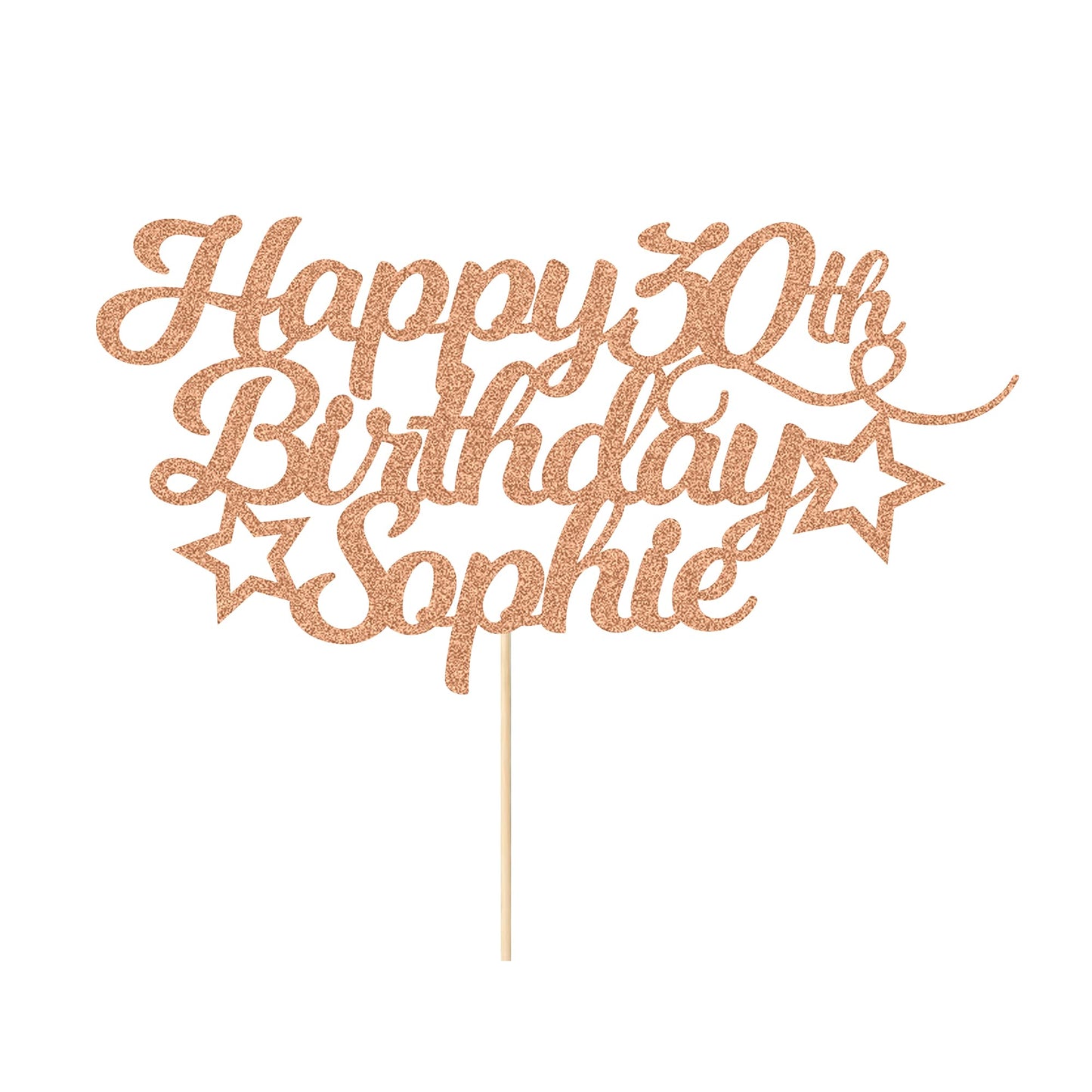 Personalized Happy Birthday Cake Topper Customized With Any Age Name Party Cake Decoration 16 18 21 40 60 Double Sided Glitter Card Rose Gold