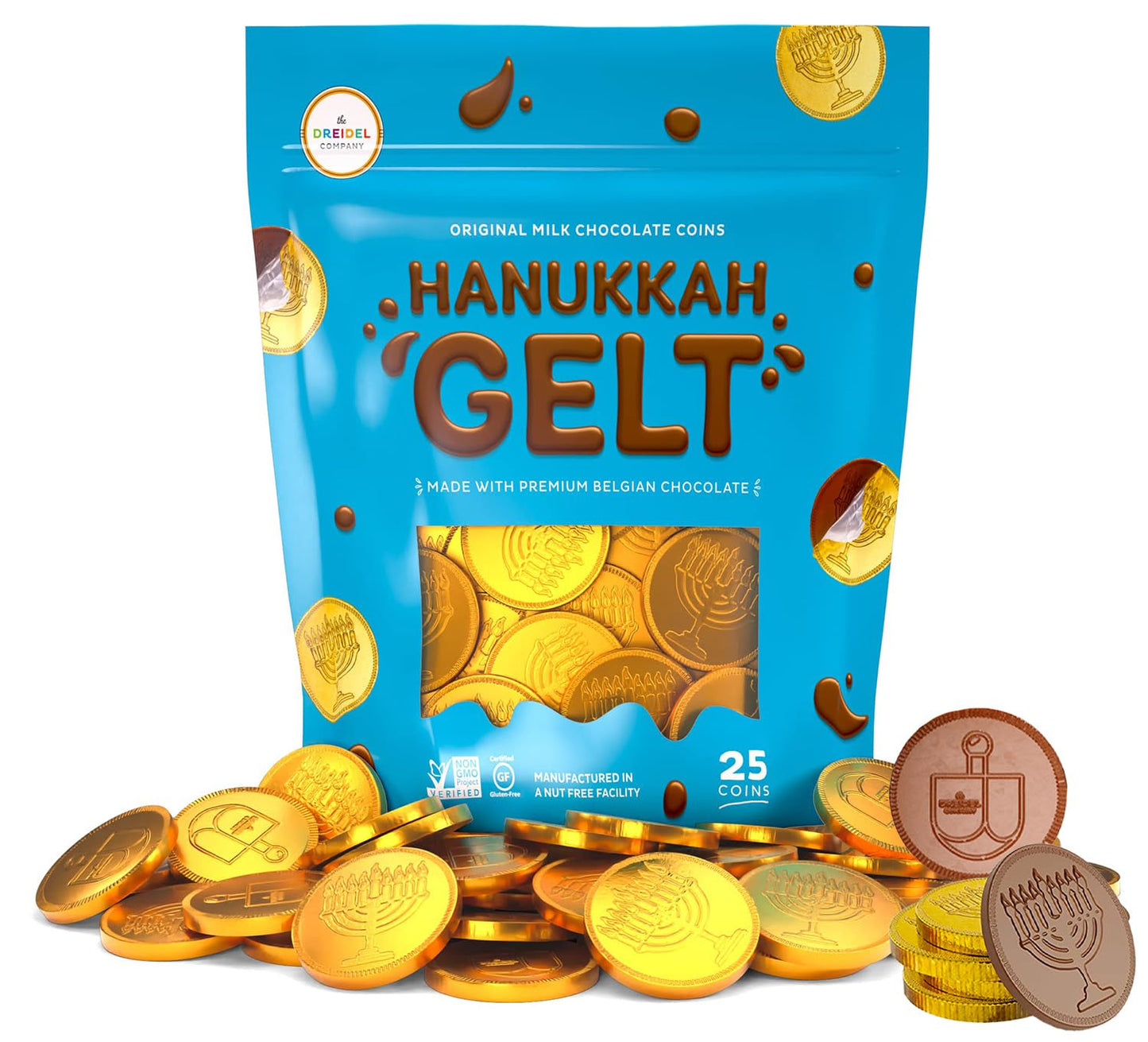 The Dreidel Company Candy Coins Hanukkah Gelt Gold Coins (25 Coins)