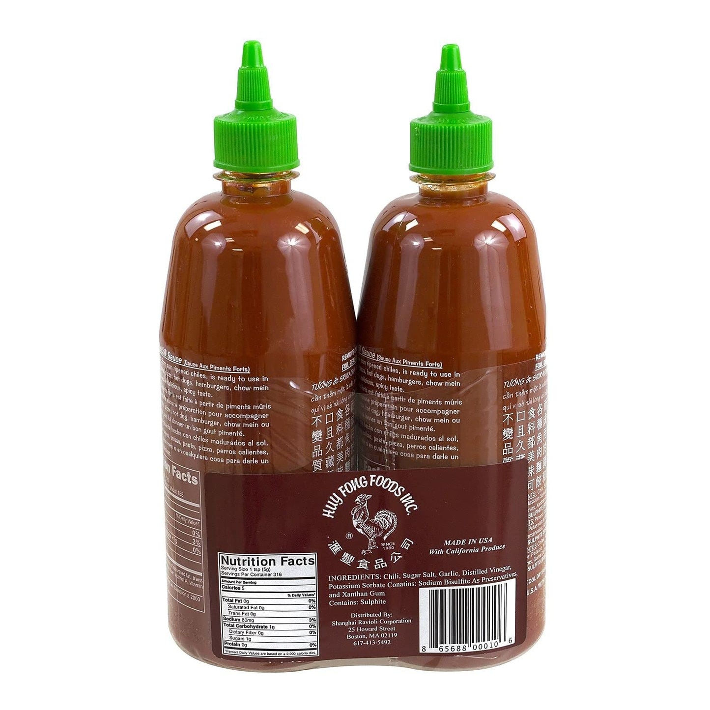 Huy Fong Sriracha Hot Chili Sauce Pack Of 2 (28 Oz)