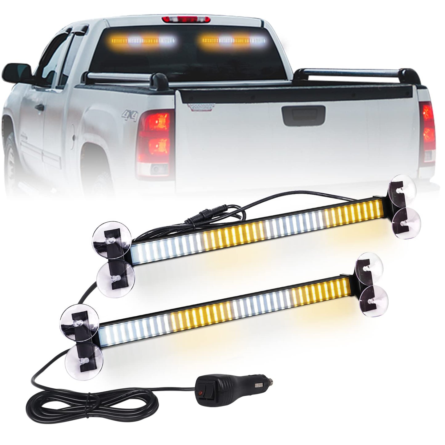 XRIDONSEN 2 in 1 Emergency Strobe Traffic Advisor Light Bar 144 LED Warning Hazard Safety Interior Windshield Dash Lights Deck S