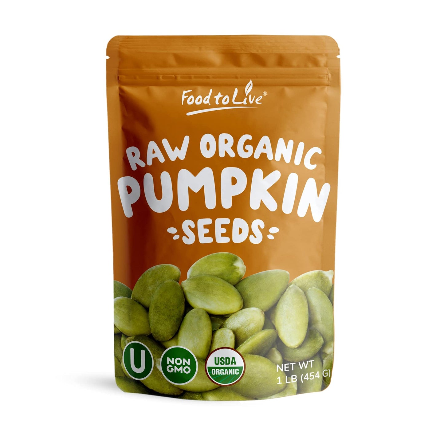 Food to Live - Organic Raw Pepitas, 1 Pound Non-GMO, Pumpkin Seed Kernels, Unsalted, No Oil, No Shell, Vegan, Kosher, Bulk. Keto
