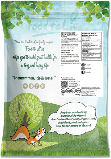 Food To Live Organic Whole Grain Buckwheat Flour, 8 Pounds - Non-Gmo, Kosher, Unbleached, Unbromated, Unenriched, Stone Ground,