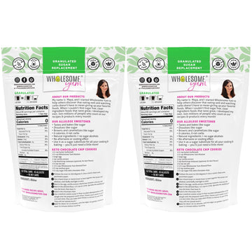 Wholesome Yum Allulose Sweetener - Natural Granulated Sugar Substitute - Keto, Non Gmo, Zero Carb, Zero Calorie, Sugar Free, No Aftertaste, Tummy Friendly - Granular Sugar Replacement (12 Oz, 2 Pack)