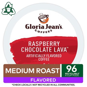 Gloria Jean'S Raspberry Chocolate Lava Keurig Single-Serve K-Cup Pods, Medium Roast Coffee, 96 Count (4 Packs Of 24)