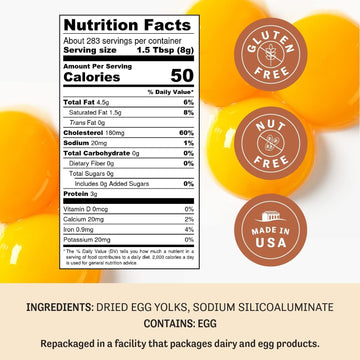 Judees Egg Yolk Powder - Non-GMO, Gluten-Free, Nut-Free - 5 lb for Baking and Cooking - Made in USA