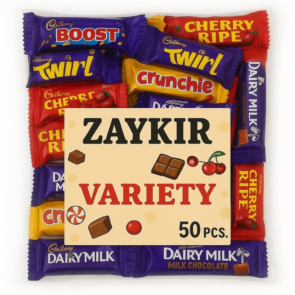 Cadbary Chocolate Bars Bulky Bag Candy For Parties & Gifts (Variety Mix - 50Pc)