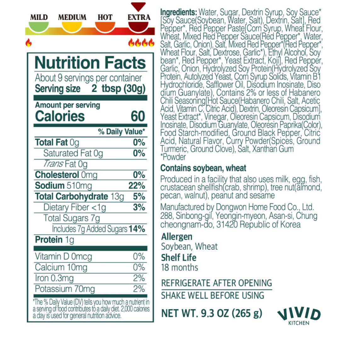 VIVID KITCHEN Fire Hot Sauce, Extra Spicy Korean Fusion, 8.6 oz, No MSG, Bold Heat for Topping, Grilling, and Marinades