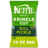 Kettle Brand Potato Chips, Krinkle Cut, Dill Pickle Kettle Chips, 7.5 Oz
