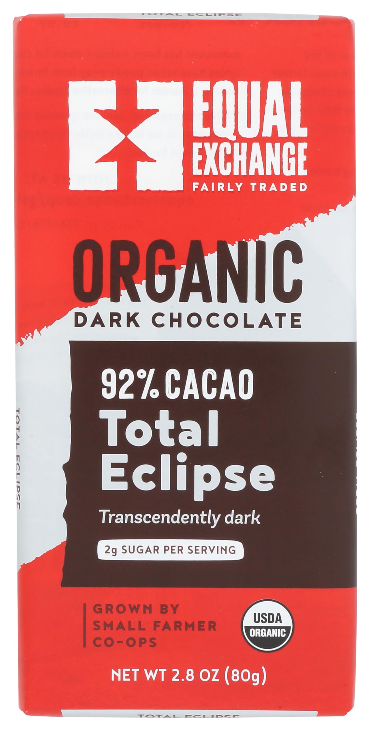 Equal Exchange - Organic & Fairly Traded Dark Chocolate Bar Total Eclipse 92% Cacao - 2.8 oz.