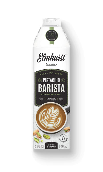 Elmhurst 1925 Pistachio Milk Barista Edition - 32 Ounce (Pack of 6) Plant-Based, Vegan, Dairy-Free, Non-GMO, Kosher, Froths for