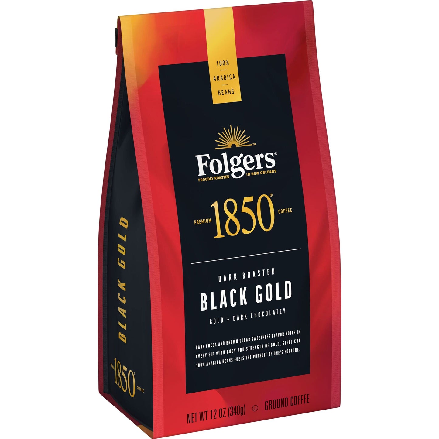 1850 By Folgers Black Gold Dark Roast Ground Coffee, 12 Ounces (Pack Of 6)