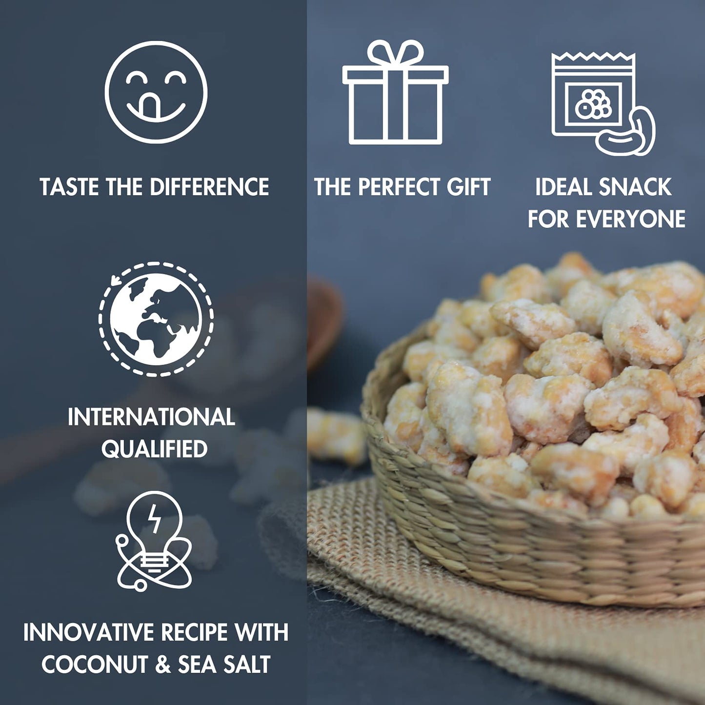 Lafooco Sea Salt Coconut Cashews, Premium Cashews, Lightly Sea Salted, Coconut Flakes, Rich In Nutrients, Protein, Great Gift Fo