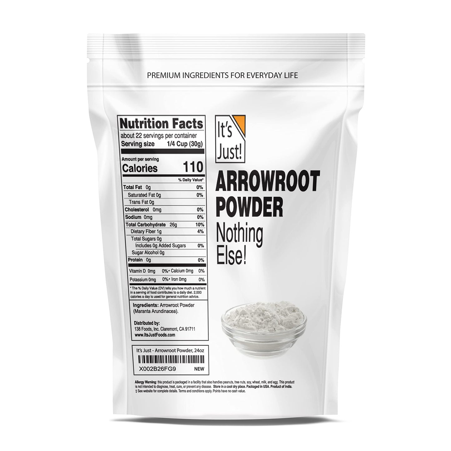 It'S Just - Arrowroot Powder, Natural Thickener, Non-Gmo, Cornstarch Substitute