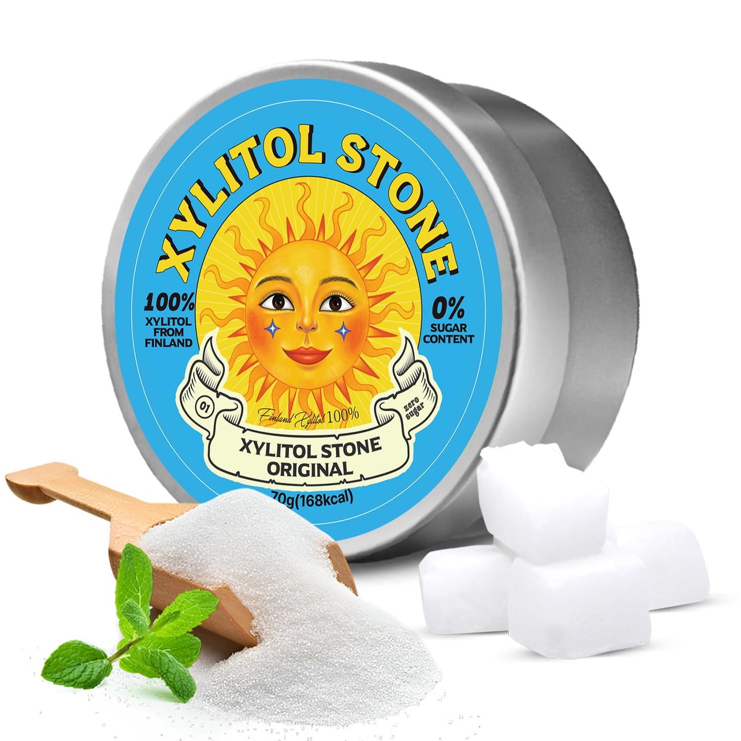 Xylitol Stone Sugar Free Candy - Vegan & Keto Friendly Unique Hard Candy Sugar-Free - 100% Natural Flavor Candies - Gluten Free & Non-Gmo Breath Freshener Low Calorie Mints - Oriflavor Blendal (Pack Of 1)