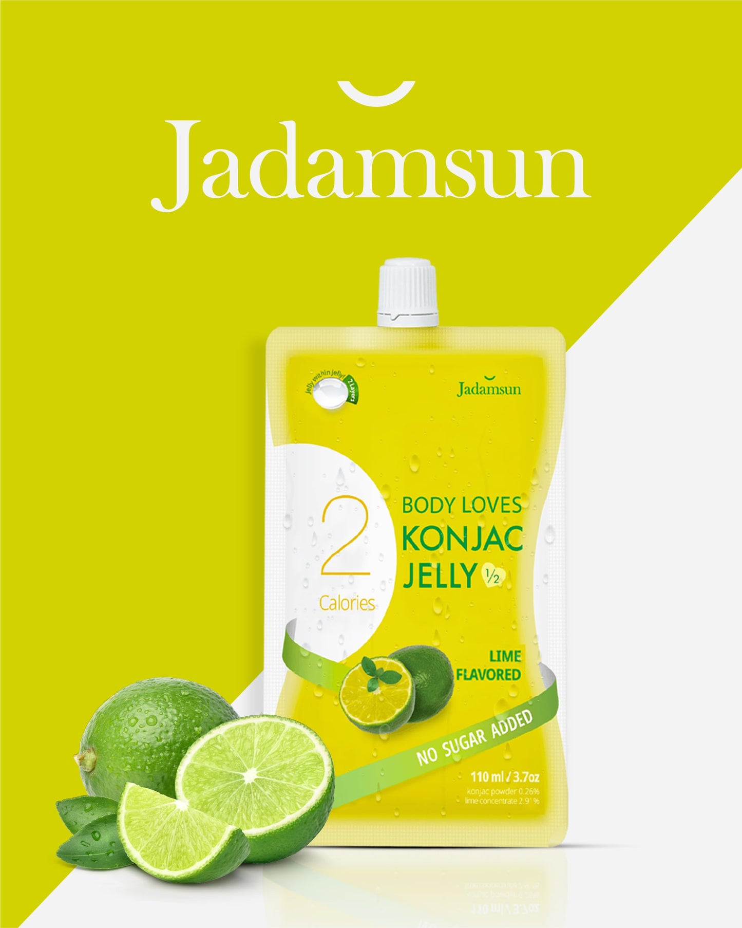 Jadamsun Konjac Jelly Juice (Lime, 10 pcs) - Delicious Low-Calorie Healthy Korean Snack, Drinkable Fruit Snack, Sugar-Free, Vega