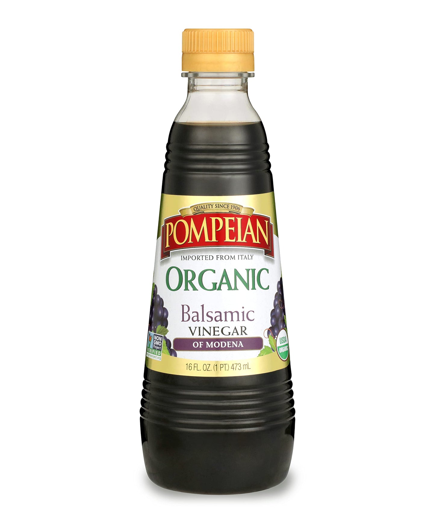 Pompeian Gourmet Organic Balsamic Vinegar, Perfect for Salad Dressings, Marinades & Vegetables, Non-Allergenic, Non-GMO, 16 FL.