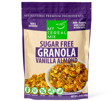 Mycerealmix Sugar Free Granola - Vanilla Almond | Non-Gmo, Plant-Based, Gluten Free, Soy Free, Sodium Free, No Erythritol, No Su
