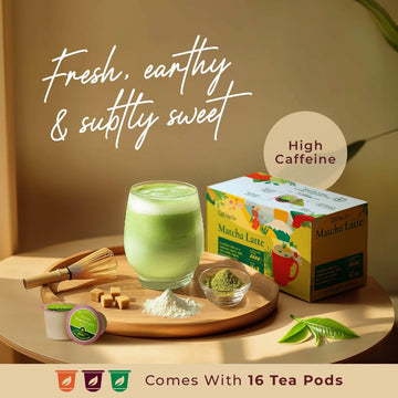 Gya Tea Co Matcha Latte Green Tea Gift Set, 16 ct - High Caffeine Tea Pods for Morning Refreshment