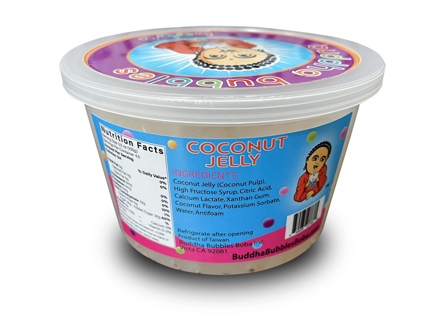 Buddha Bubbles Boba Coconut Jelly Dessert Topping, 1 Pound, White