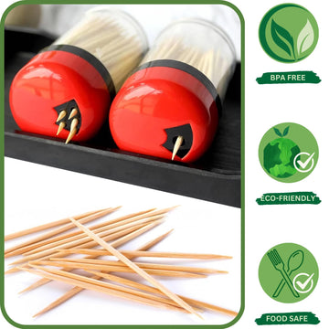 Blue Sky Toothpicks In Dispenser - 300 Premium Wooden Food Picks | Disposable & Eco-Friendly Design For Easy Party Snacking And Elegant Home Dining
