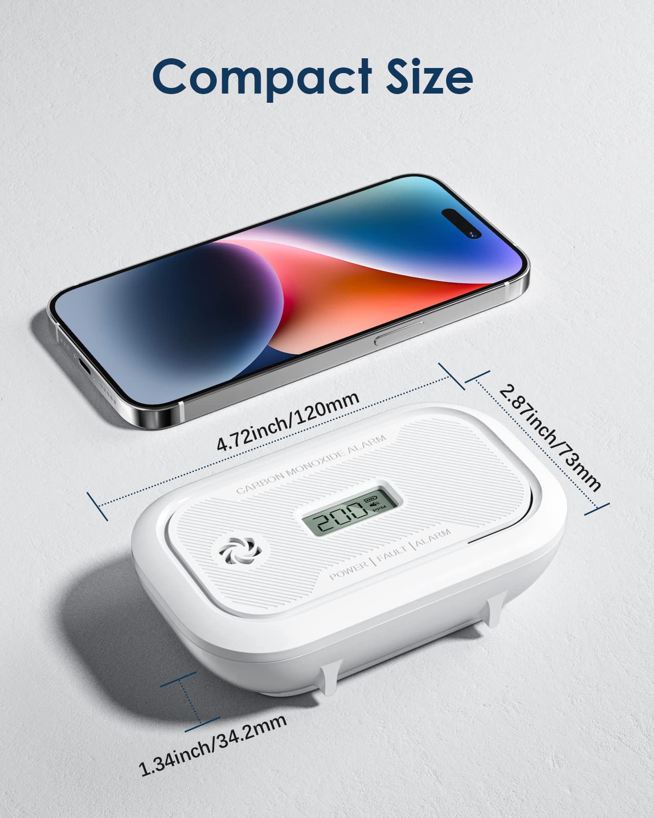 Ecoey Carbon Monoxide Detectors Portable With Digital Lcd Display, Replaceable Battery Co Alarm Detector, 10 Year Lifespan Carbo