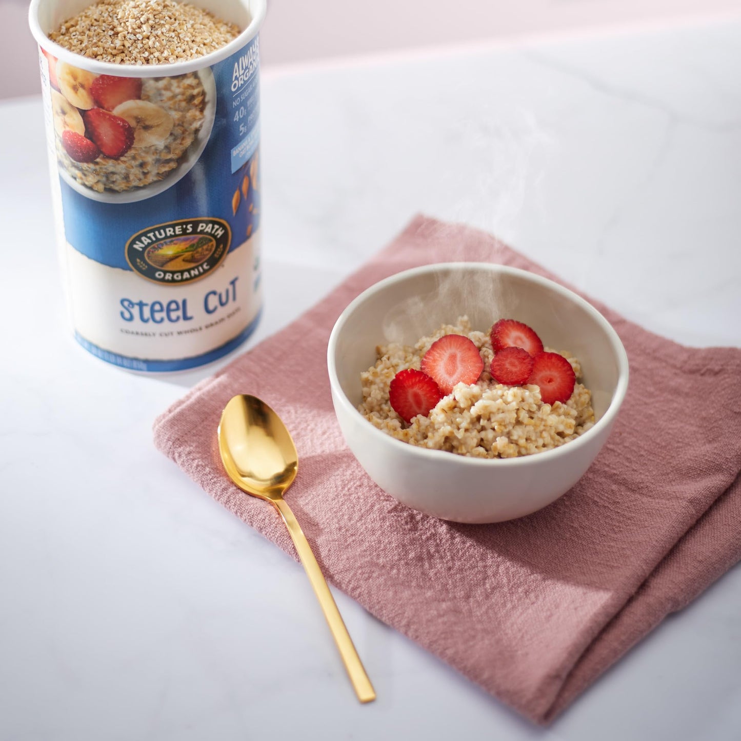 Natures Path Organic Oats, Steel Cut Oats, 30 Oz Canister