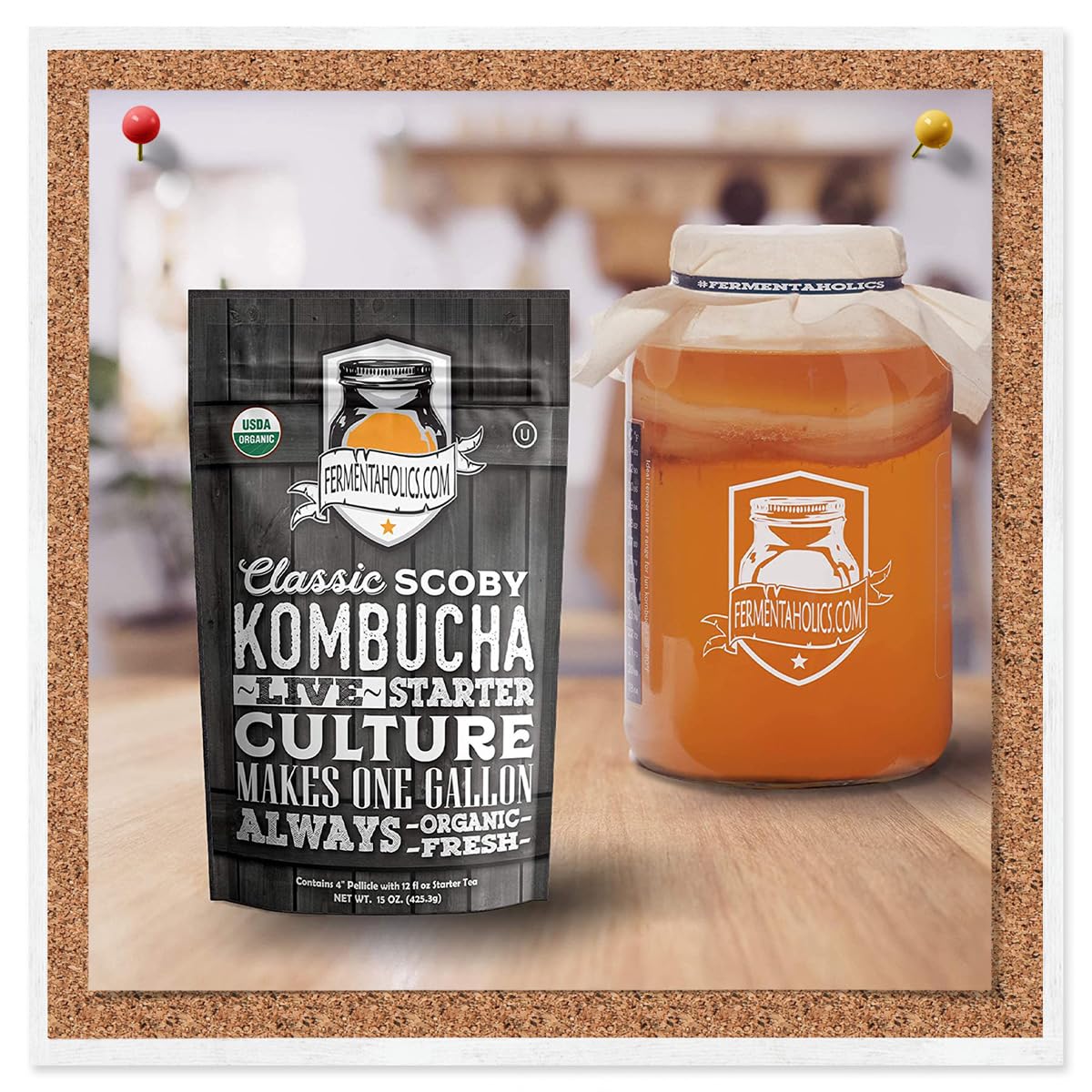 Fermentaholics Kombucha Scoby & Starter Tea | Live, Fresh, Organic Starter Culture | Diy Kombucha | 12Oz Fresh Starter Tea