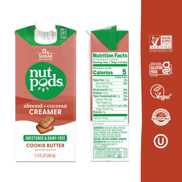 nutpods Sweetened Cookie Butter Keto Coffee Creamer - Sweetened Non Dairy Creamer With Zero Sugar - 5 Calories and Zero Net Carb
