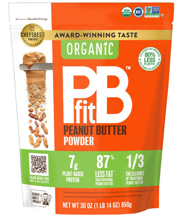(1 Bag) Organic PB-Fit Peanut Butter Powder, 30 Ounce, 1.88 lbs