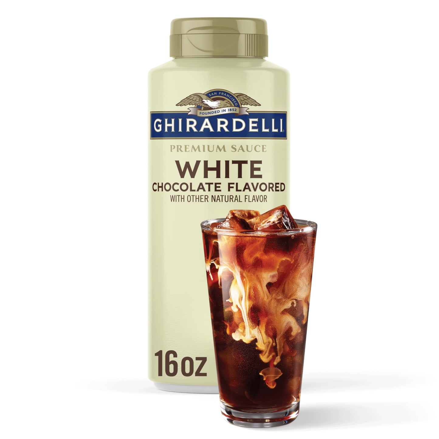 Ghirardelli Top-Grade White Chocolate Flavored Sauce 16 Oz Bottle Rich White Chocolate Syrup For Coffee And Desserts