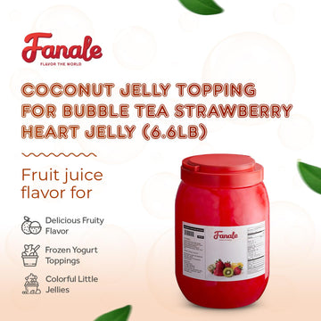 Fanale Coconut Jelly Topping Nata De Coco For Boba Tea | Ice Cream | Yogurt | Smoothie | Milk Tea | Desserts (Strawberry Heart S