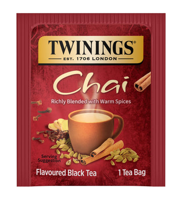 Twinings Chai Black Tea Individually Wrapped Bags, 100 Count (Pack Of 1), Richly Blended With Warm Spices, Caffeinated, Enjoy Ho