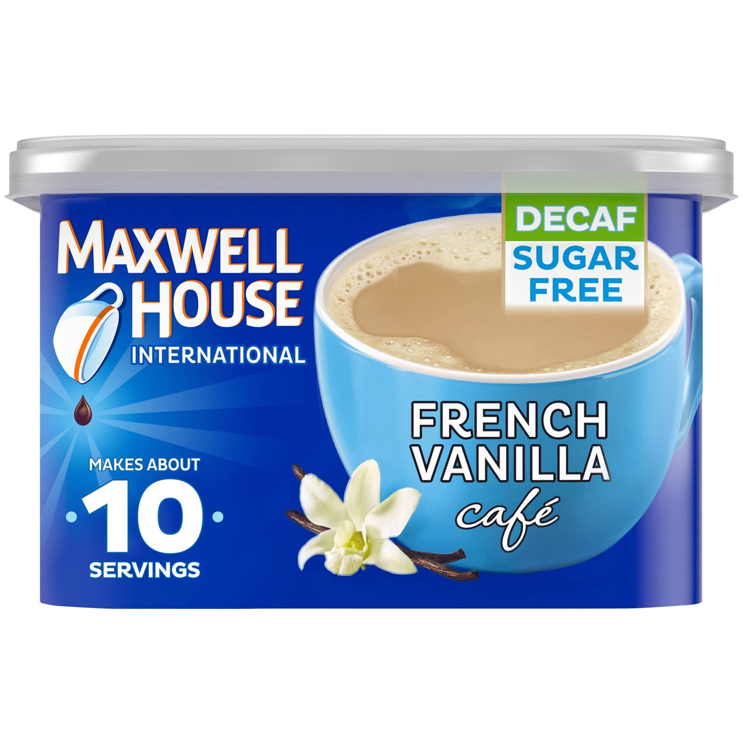 Maxwell House International French Vanilla Caf -Style Decaf Sugar Free Light_Roast Beverage Mix, 4 Oz. Canister