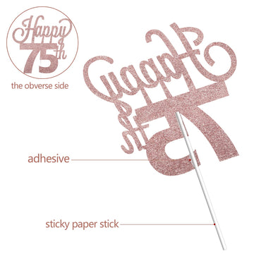 Lingteer Happy 75Th Birthday Cake Topper - Cheers To 75Th Birthday 75 Years Old Birthday Party Cake Decorations Sign.