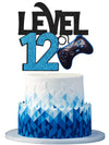 Level 12 Game Birthday Cake Topper - Video Game Boys 12Th Birthday Level Up Party Blue Cake Supplies - Game On Winner Gaming Party Decorations