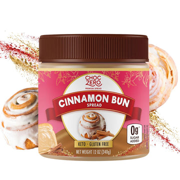 Choczero Cinnamon Bun Spread, No Added Sugar, Perfect For Breakfast And Desserts, All Natural And Creamy (1 Jar, 12 Oz)