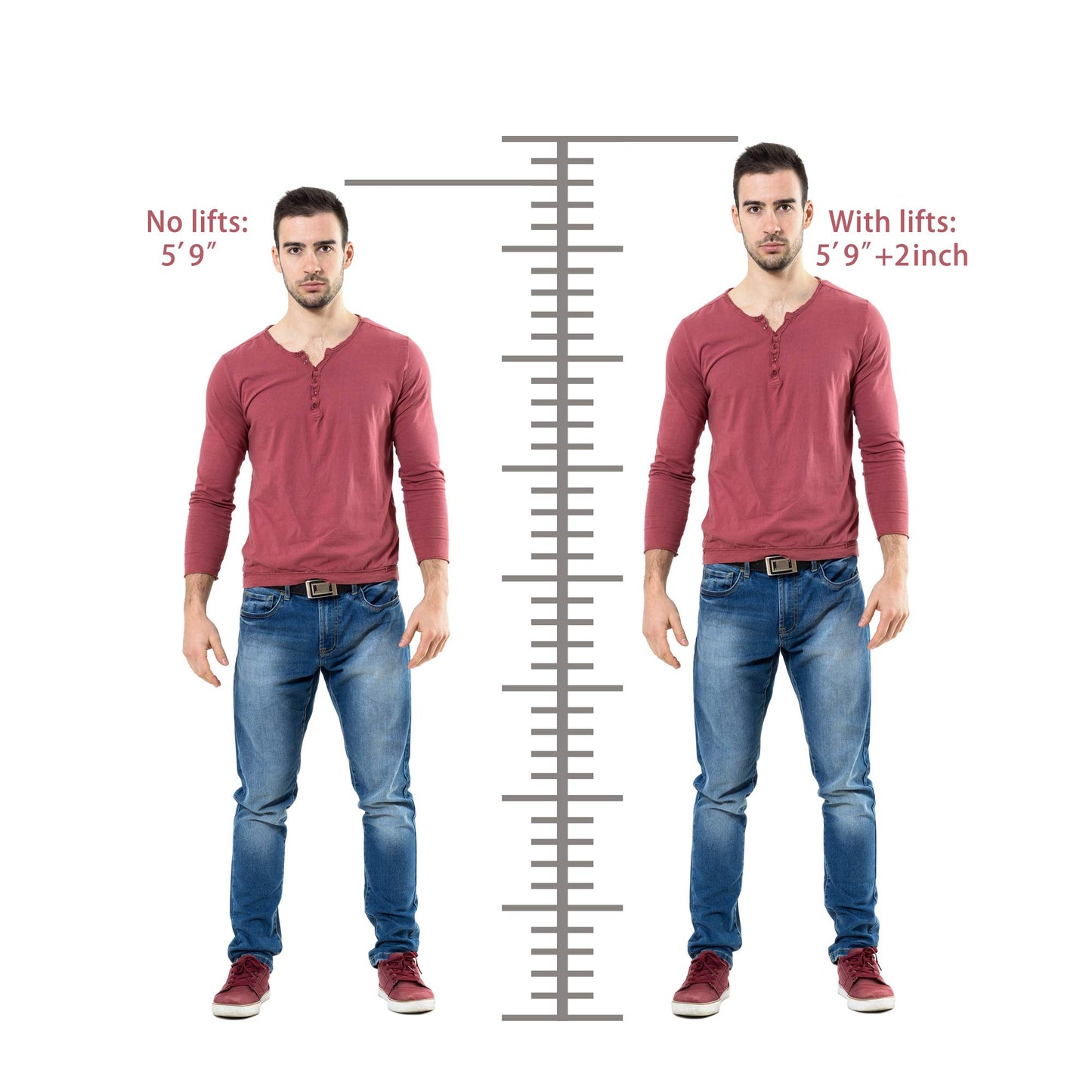 Height Increase Insoles 2-Layer 2 Inch Air Cushion Taller Shoes Insoles Heel Insert For Men And Women By Ergofoot