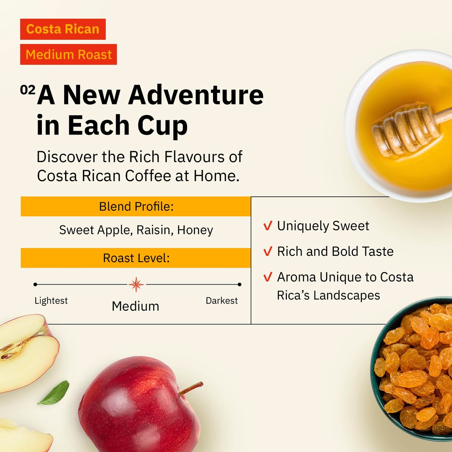 Costa Rican Whole Bean Coffee Medium Roast - 12 Oz, Single Origin Arabica Specialtycoffee Beans, Fair Trade, Non-Gmo