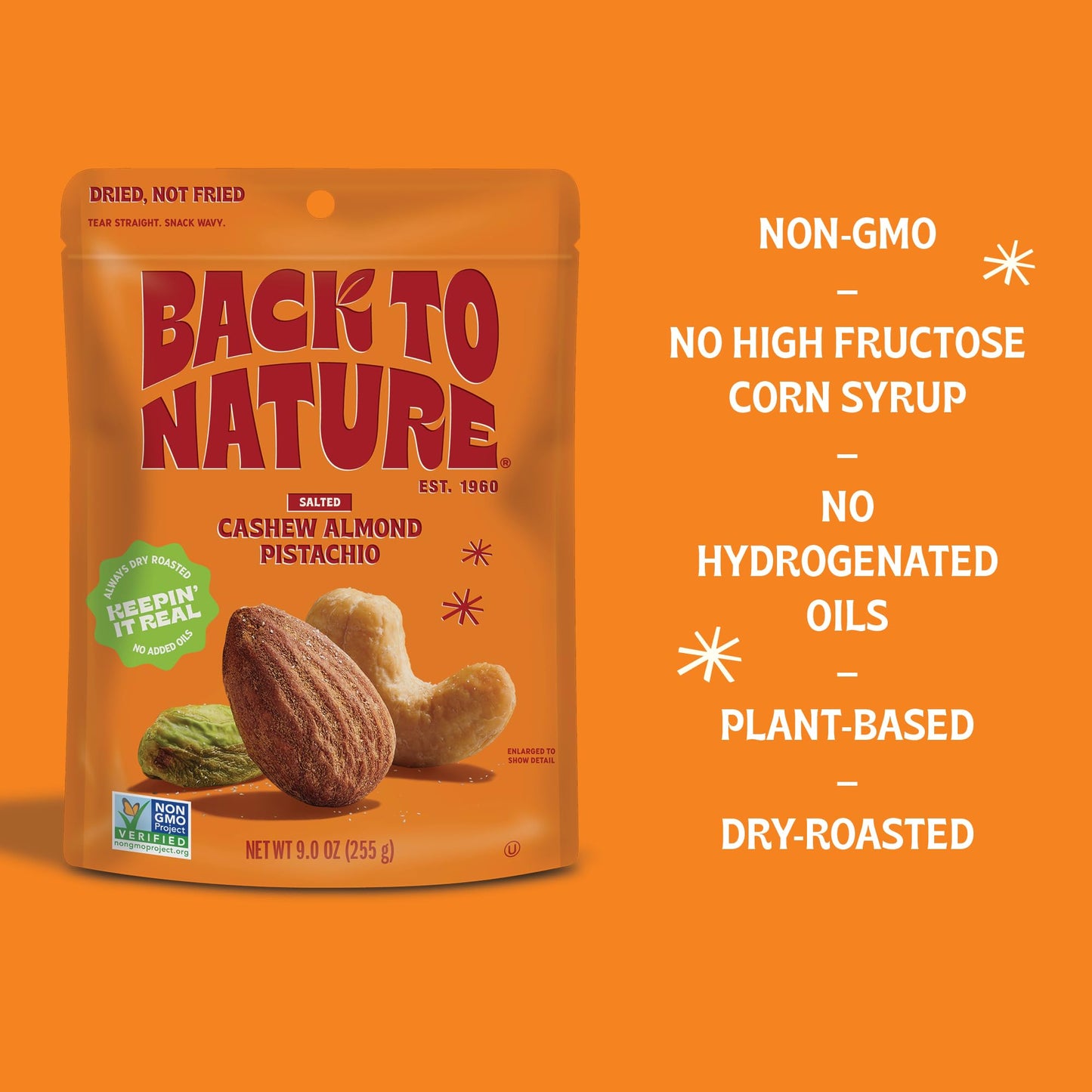 Back to Nature Trail Mix, Non-GMO Cashew Almond Pistachio Blend, 9 Ounce