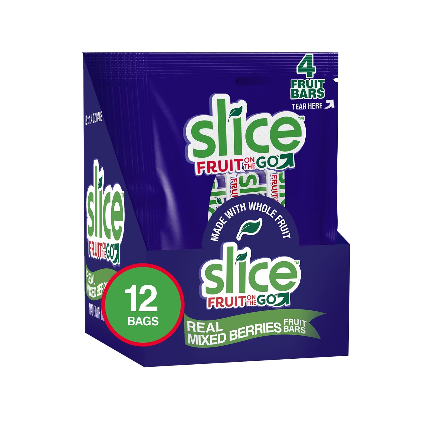 SLICE Fruit Bars, Mixed Berries, Vegan, Bulk Pack, Gluten-Free, Fat-Free, Natural Flavors & Colors, Perfect On-The-Go Snack, 12