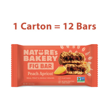 Natures Bakery Whole Wheat Fig Bars, Peach Apricot, Real Fruit, Vegan, Non-Gmo, Snack Bar, 1 Box With 12 Twin Packs (12 Twin Pac