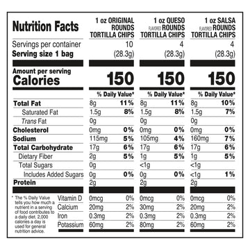 On The Border Tortilla Chips Variety Pack, 18 Count Single-Serve Bags (1 Oz Each) - Includes Tortilla Rounds, Queso Flavored Tor