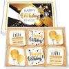 Happy Birthday Cookies 6 PACK Gift Basket Gold for Men Women Kids | Gourmet Decorated Sugar Cookie Gift Box | Individually Wrapp