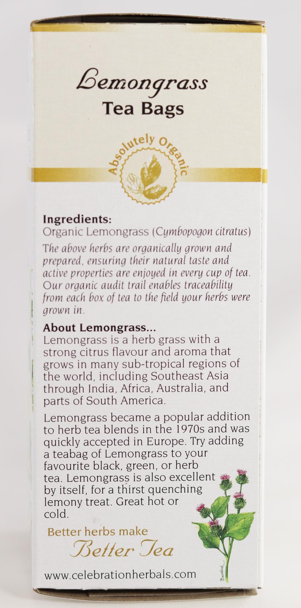 Celebration Herbals Organic Lemongrass Tea, 24 Count, 32g