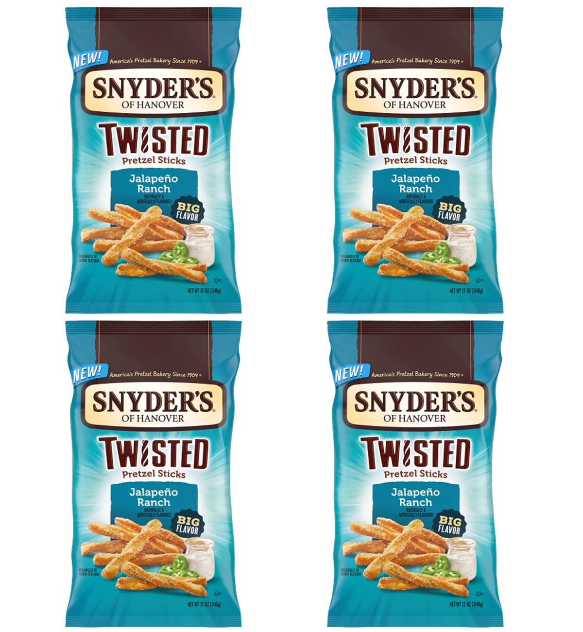 Snyders Jalapeno Ranch Twisted Pretzels 12oz (Pack of 4)